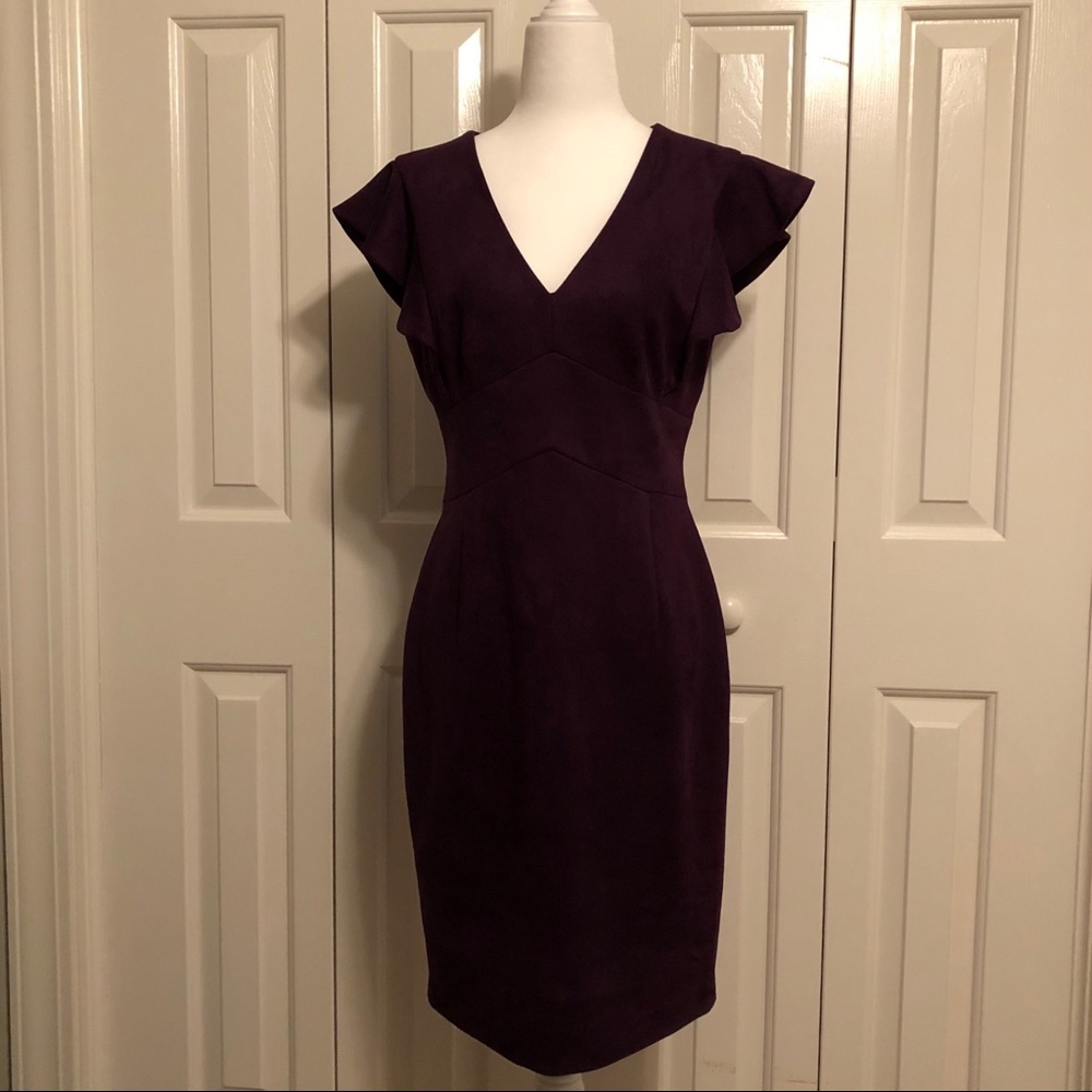 NWT DKNY Burgandy Faux Suede Sheath Dress Size 6